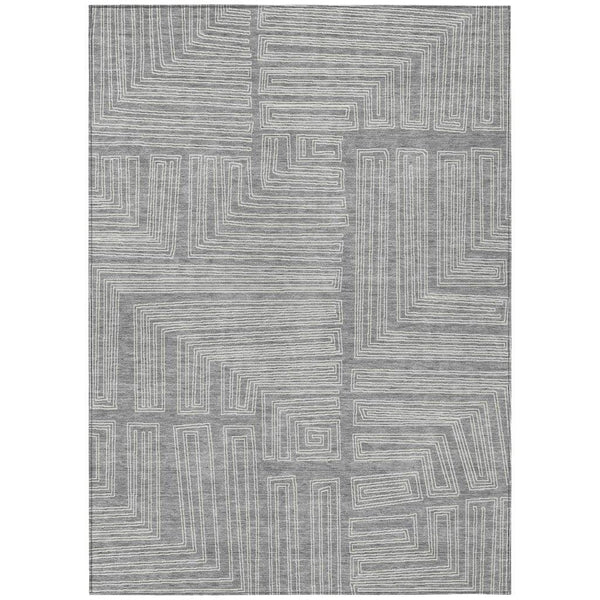 Clayra Gray Washable Indoor-Outdoor Rug-Outdoor Rugs-LOOMLAN Rugs-2'6" x 3'10"-LOOMLAN