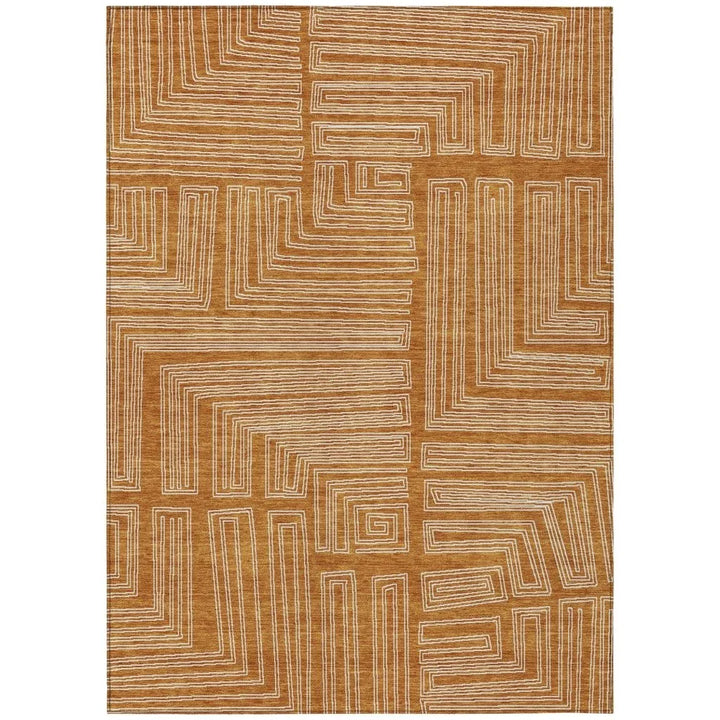 Clayra Orange Washable Indoor-Outdoor Rug-Outdoor Rugs-LOOMLAN Rugs-2'6" x 3'10"-LOOMLAN