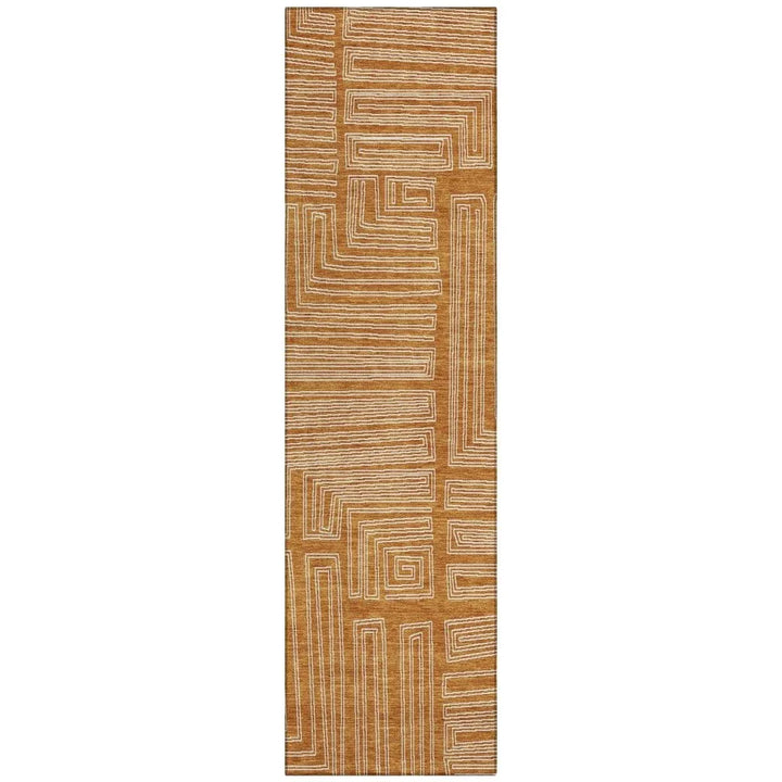 Clayra Orange Washable Indoor-Outdoor Rug-Outdoor Rugs-LOOMLAN Rugs-2'3" x 7'6"-LOOMLAN