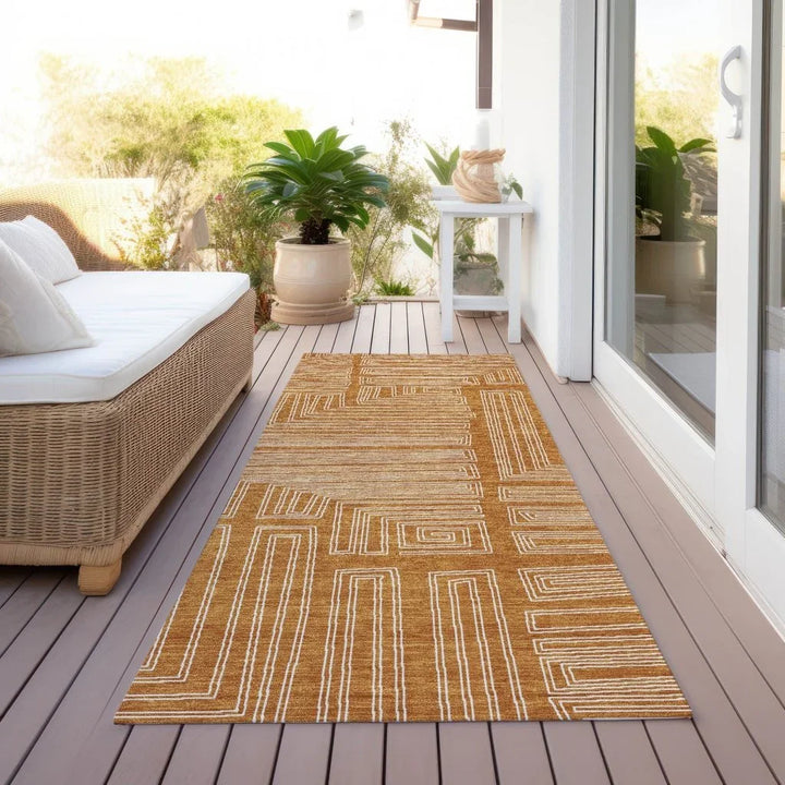 Clayra Orange Washable Indoor-Outdoor Rug-Outdoor Rugs-LOOMLAN Rugs-LOOMLAN