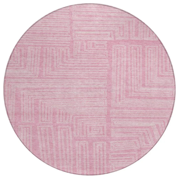 Clayra Pink Washable Indoor-Outdoor Rug-Outdoor Rugs-LOOMLAN Rugs-8' x 8'-LOOMLAN