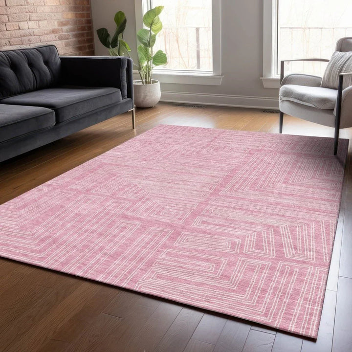 Clayra Pink Washable Indoor-Outdoor Rug-Outdoor Rugs-LOOMLAN Rugs-LOOMLAN