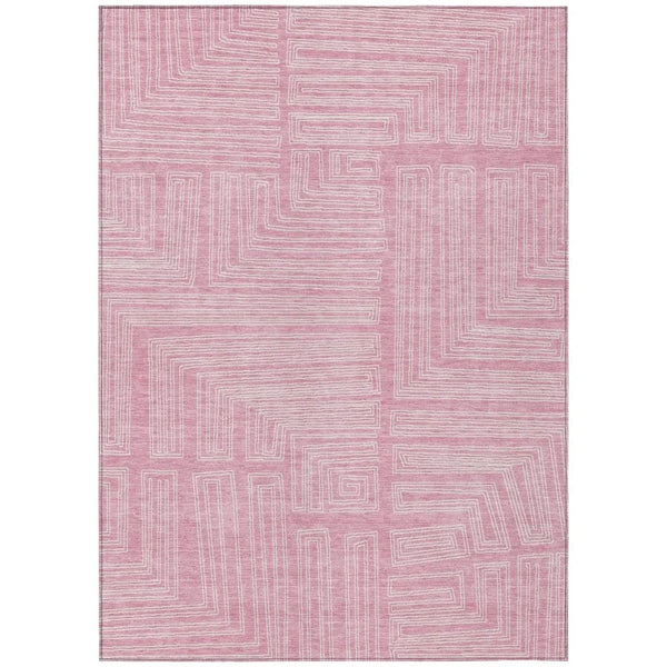 Clayra Pink Washable Indoor-Outdoor Rug-Outdoor Rugs-LOOMLAN Rugs-2'6" x 3'10"-LOOMLAN