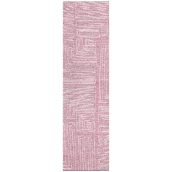 Clayra Pink Washable Indoor-Outdoor Rug-Outdoor Rugs-LOOMLAN Rugs-2'3" x 7'6"-LOOMLAN