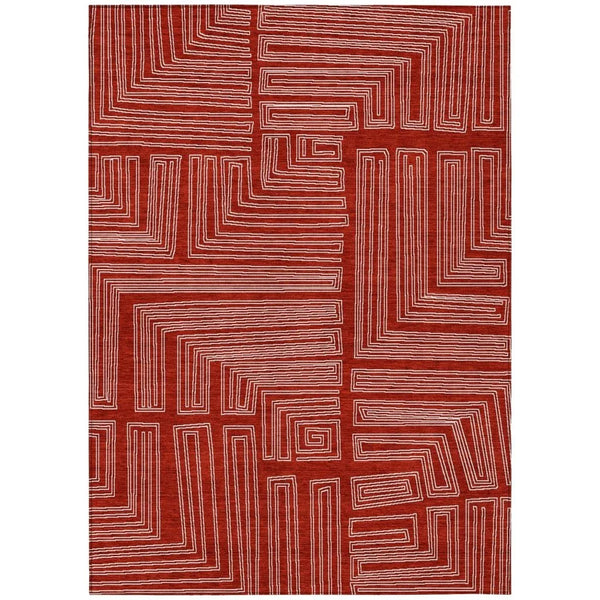 Clayra Red Washable Indoor-Outdoor Rug-Outdoor Rugs-LOOMLAN Rugs-2'6" x 3'10"-LOOMLAN