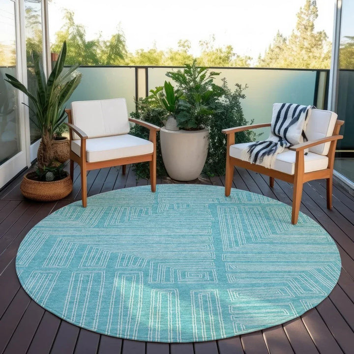 Clayra Teal Washable Indoor-Outdoor Rug-Outdoor Rugs-LOOMLAN Rugs-LOOMLAN