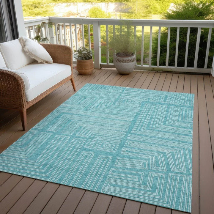 Clayra Teal Washable Indoor-Outdoor Rug-Outdoor Rugs-LOOMLAN Rugs-LOOMLAN