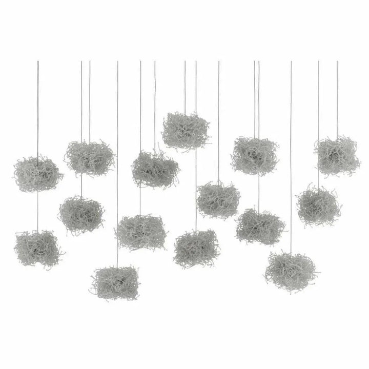 Clear Bird Nest Rectangular 15 - Light Multi - Drop Pendant - LOOMLAN - Currey & Co - Pendants