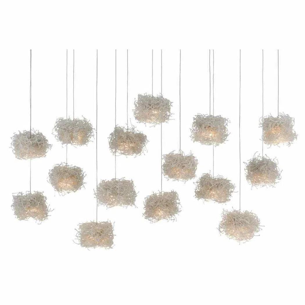 Clear Bird Nest Rectangular 15-Light Multi-Drop Pendant