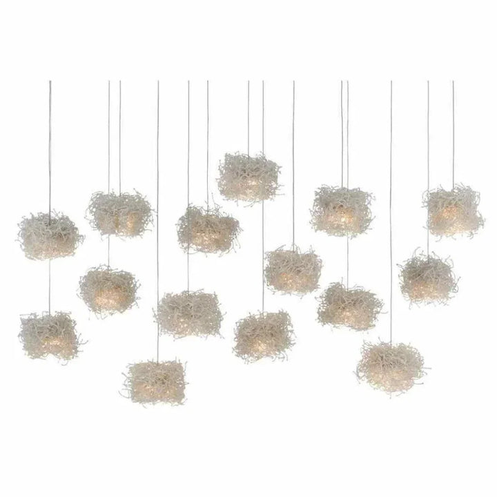 Clear Bird Nest Rectangular 15 - Light Multi - Drop Pendant - LOOMLAN - Currey & Co - Pendants