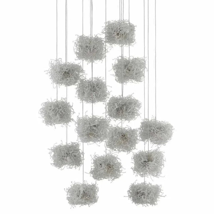 Clear Birds Nest Round 15 - Light Multi - Drop Pendant - LOOMLAN - Currey & Co - Pendants