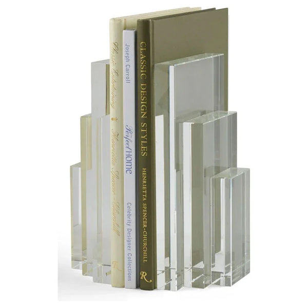 Clear Crystal Made Bookends (Pr) - LOOMLAN - Chelsea House - Statues & Sculptures