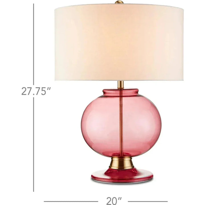 Clear Red Brass Jocasta Red Table Lamp - LOOMLAN - Currey & Co - Table Lamps
