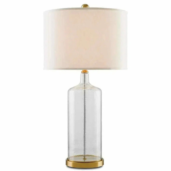 Clear Seeded Glass Brass Hazel Table Lamp - LOOMLAN - Currey & Co - Table Lamps