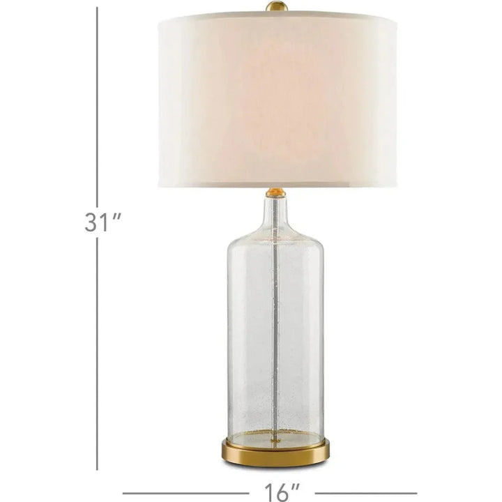 Clear Seeded Glass Brass Hazel Table Lamp - LOOMLAN - Currey & Co - Table Lamps