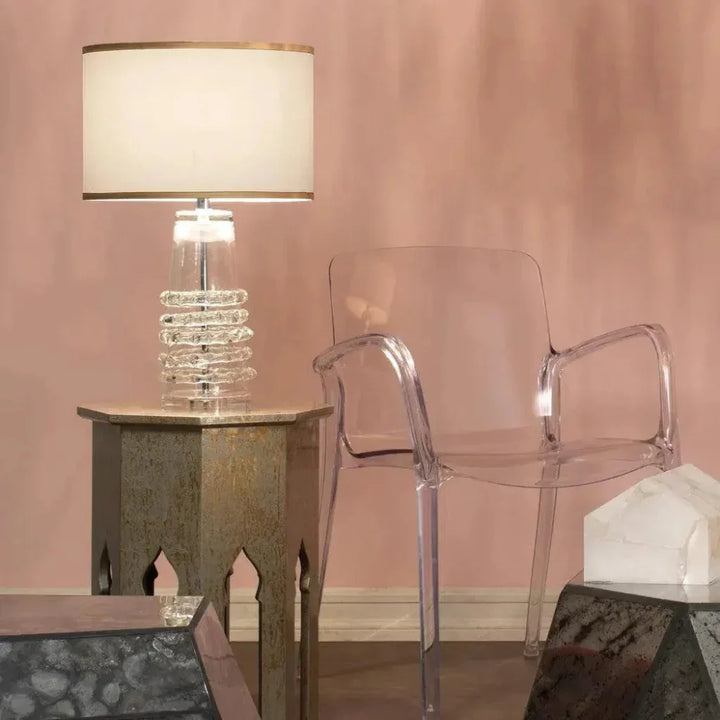 Clear Textured Glass Tall Ribbon Table Lamp - LOOMLAN - Jamie Young - Table Lamps
