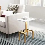 Clement Marble Side Table White & Gold Side Tables LOOMLAN By Zuo Modern