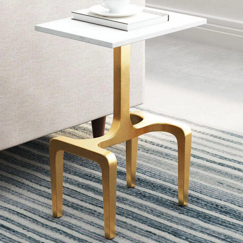 Clement Marble Side Table White & Gold