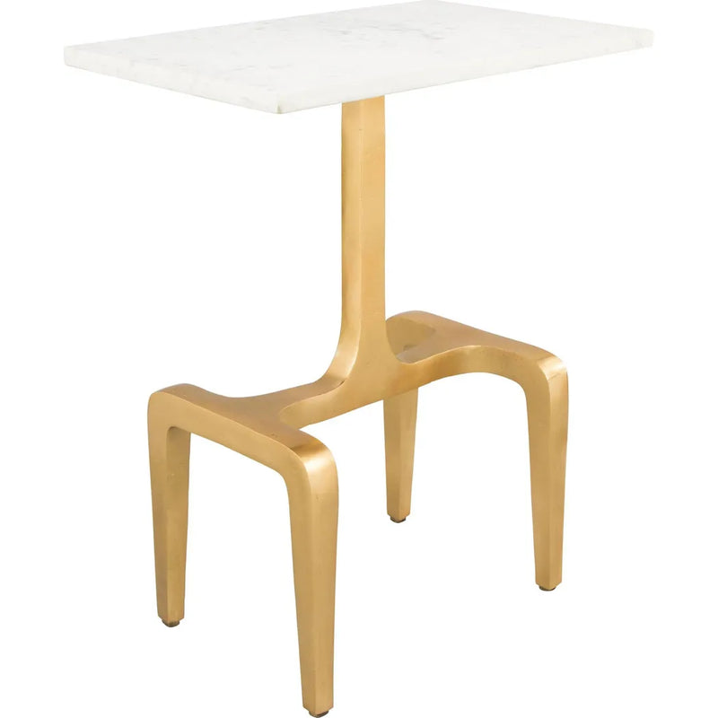 Clement Marble Side Table White & Gold