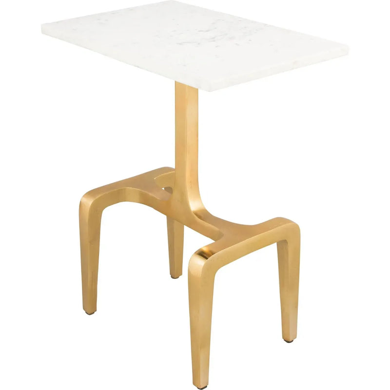 Clement Marble Side Table White & Gold