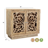 Clermont 46 inches Brown Floral Carved Accent Cabinet Accent Cabinets LOOMLAN By LOOMLAN