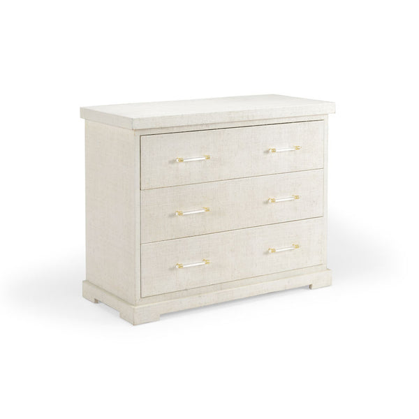 Clifton Raffia Textured Side Chest-Chests-Chelsea House-White-LOOMLAN