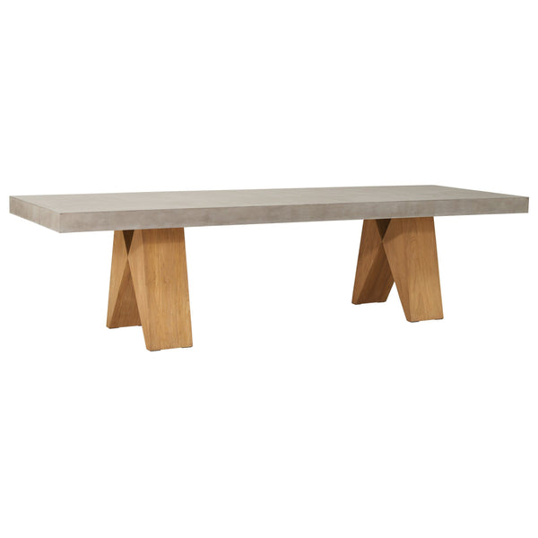 Clip Teak and Concrete Dining Table - 118" - Slate Grey Outdoor Dining Table-Outdoor Dining Tables-Seasonal Living-LOOMLAN