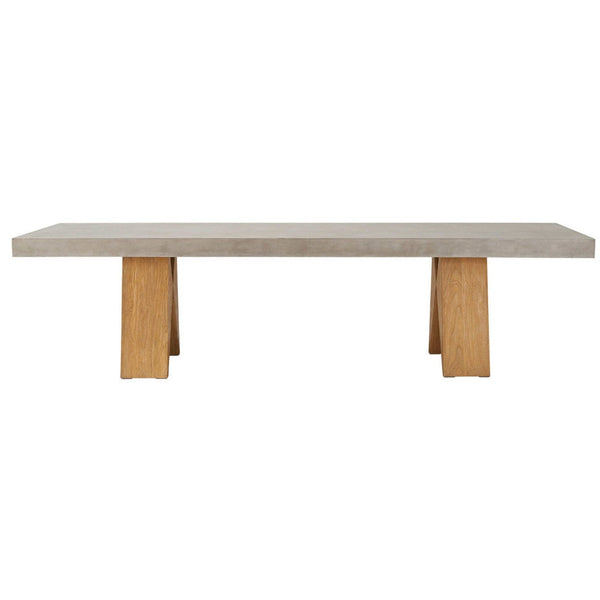 Clip Teak and Concrete Dining Table - 87" - Slate Grey Outdoor Dining Table-Outdoor Dining Tables-Seasonal Living-LOOMLAN