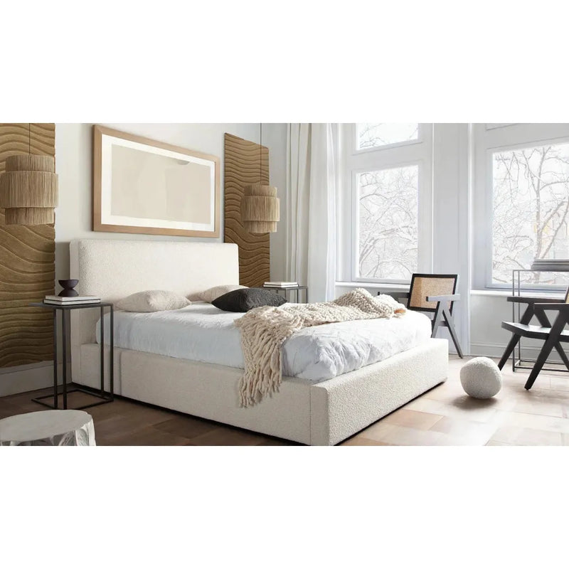 Cloud White Low Profile Bed Frame-Beds-Diamond Sofa-LOOMLAN