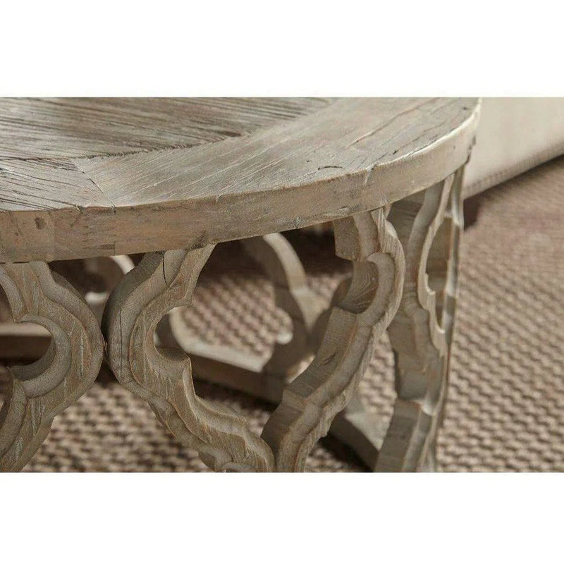 Clover Round Medium Size Coffee Table Carved Mango Wood Coffee Tables LOOMLAN By Essentials For Living
