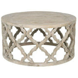 Clover Round Medium Size Coffee Table Carved Mango Wood Coffee Tables LOOMLAN By Essentials For Living