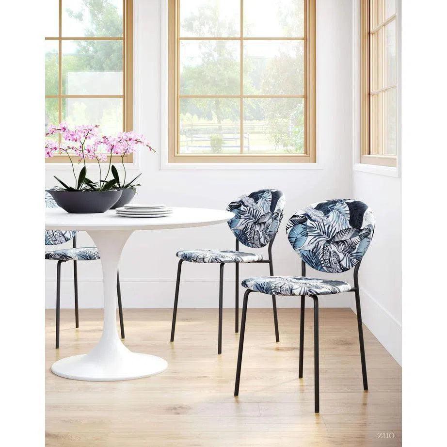 Clyde Dining Chair 2PC Leaf Print & Black