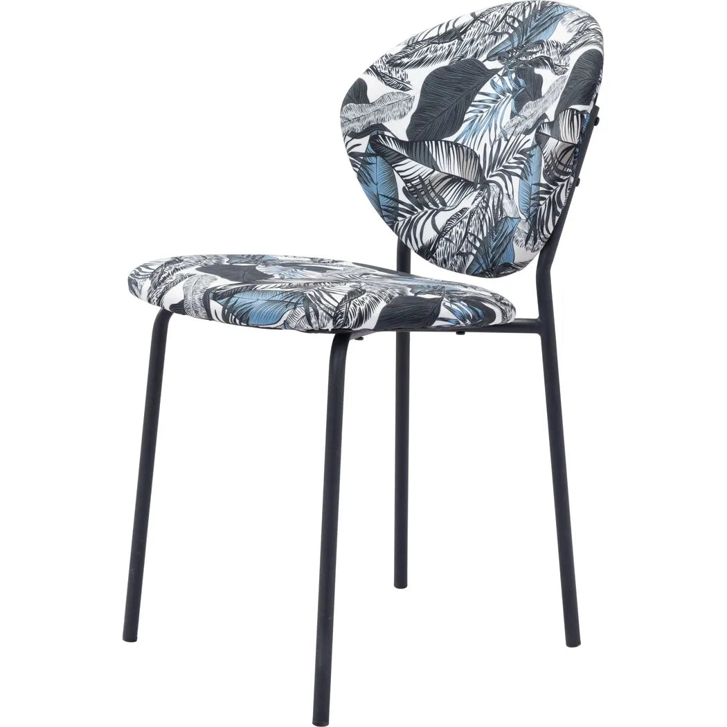 Clyde Dining Chair 2PC Leaf Print & Black