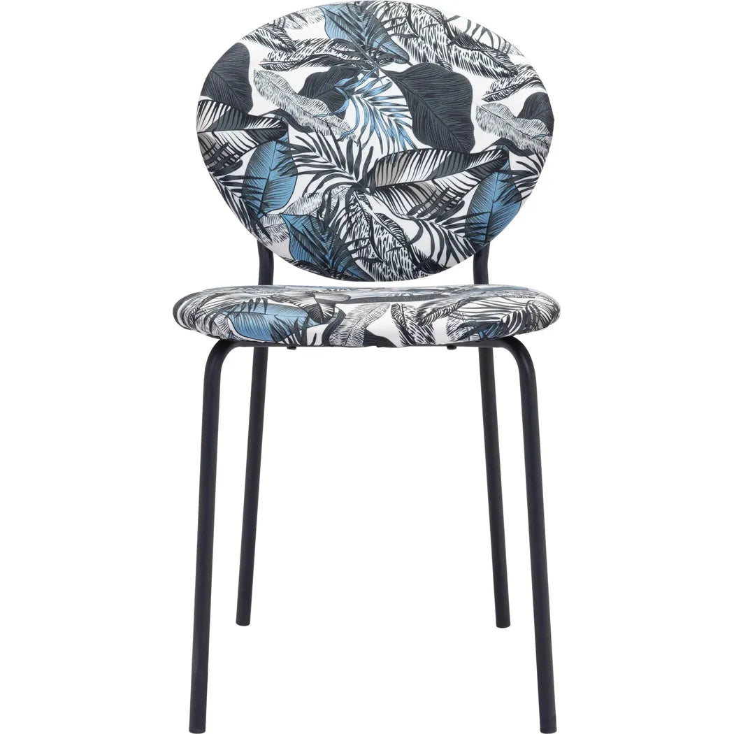 Clyde Dining Chair 2PC Leaf Print & Black