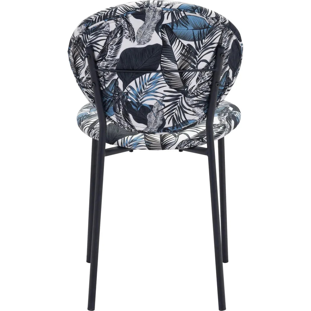 Clyde Dining Chair 2PC Leaf Print & Black