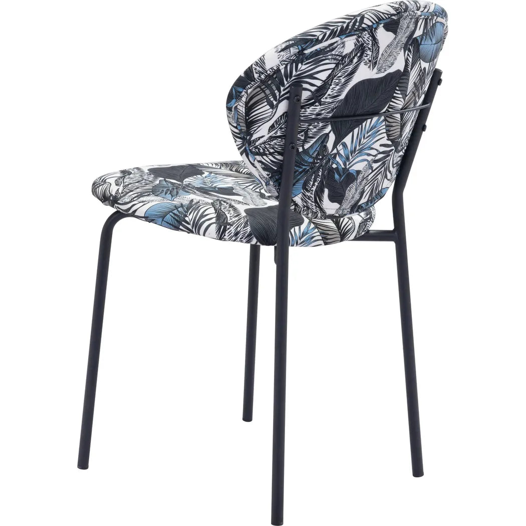 Clyde Dining Chair 2PC Leaf Print & Black