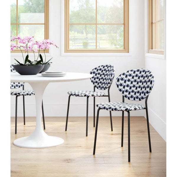 Clyde Dining Chair (Set of 2) Geometric Print & Black Dining Chairs LOOMLAN By Zuo Modern