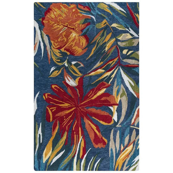 Cnut Floral Dark Blue Area Rugs For Living Room - LOOMLAN - LOOMLAN - Area Rugs