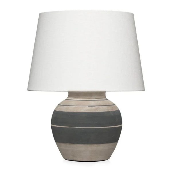 Coastal Beige & Dark Grey Ceramic Bernard Table Lamp - LOOMLAN - Jamie Young - Table Lamps