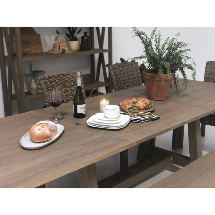 Teak Extension Outdoor Dining Table with Butterfly Leaf | – LOOMLAN