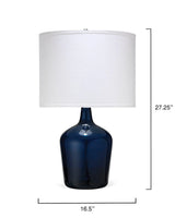 Coastal Navy Blue Glass Plum Jar Table Lamp White Shade Table Lamps LOOMLAN By Jamie Young