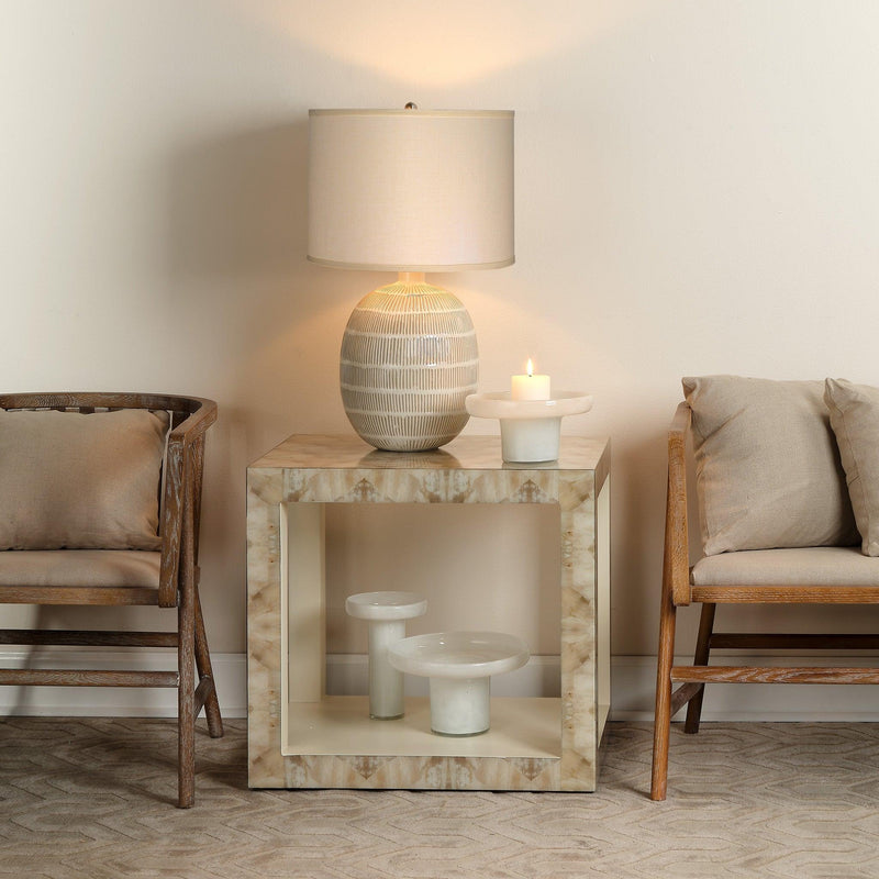 Coastal Style Beige Ceramic Prairie Table Lamp Table Lamps LOOMLAN By Jamie Young