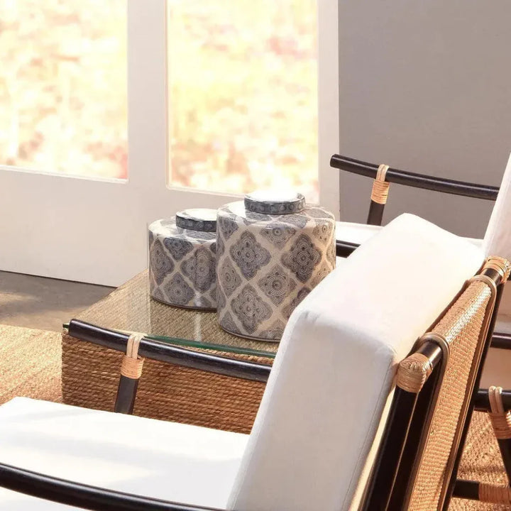 Coastal Style Blue Ceramic Oran Canisters 2PC - LOOMLAN - Jamie Young - Vases & Jars