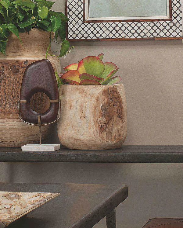 Coastal Style Brown Paulownia Wood Brea Wooden Vase Vases & Jars LOOMLAN By Jamie Young