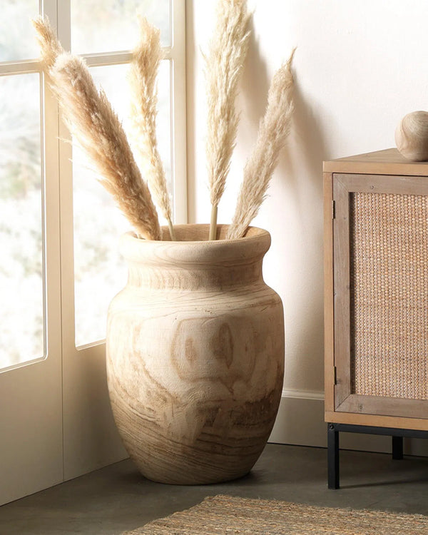 Coastal Style Brown Paulownia Wood Topanga Wooden Vase Vases & Jars LOOMLAN By Jamie Young