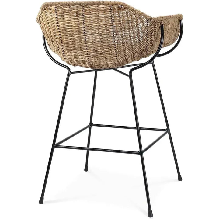 Coastal Style Brown Rattan Nusa Counter Stool Back - LOOMLAN - Jamie Young - Counter Stools