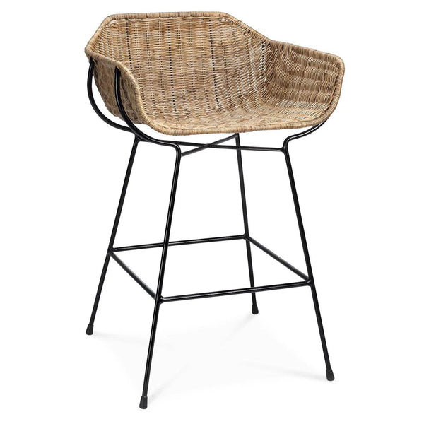 Coastal Style Brown Rattan Nusa Counter Stool With Back Counter Stools LOOMLAN By Jamie Young