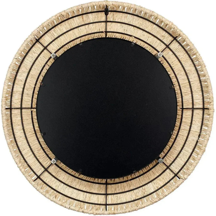 Natural Corn Leaf Round Wall Mirror | LOOMLAN