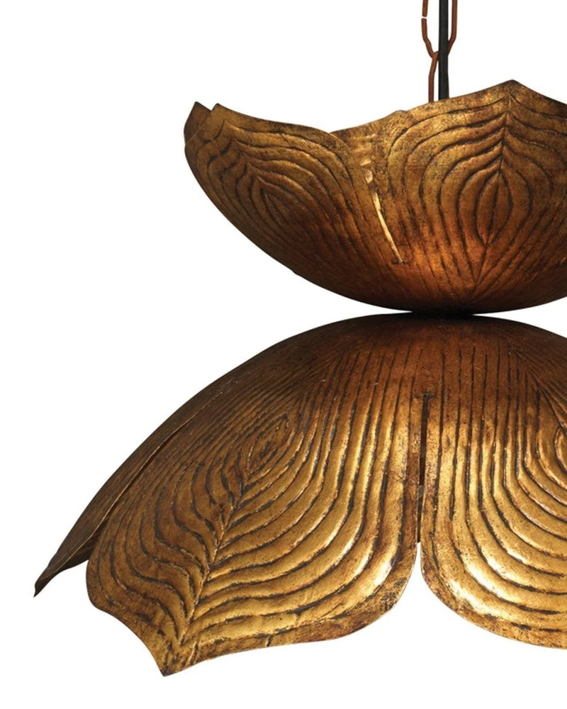 Coastal Style Gold Iron Flowering Lotus Pendant - Large Pendants LOOMLAN By Jamie Young