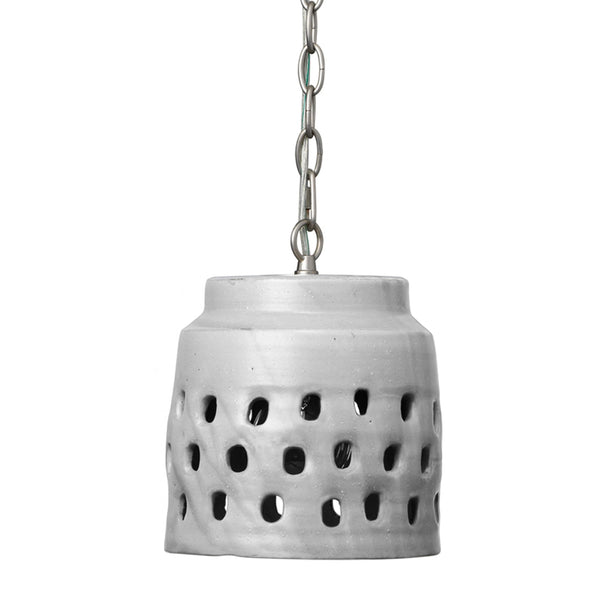 Coastal Style Grey Ceramic Perforated Pendant Pendants LOOMLAN By Jamie Young